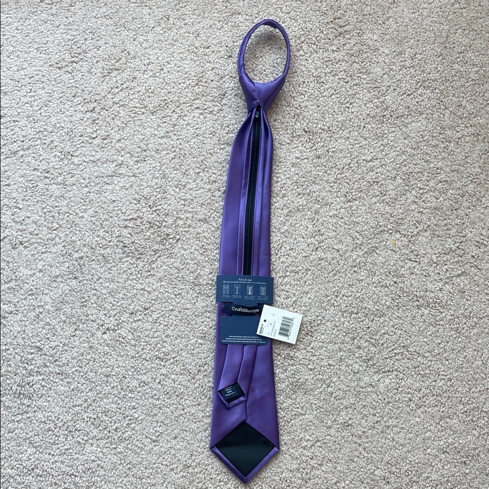 NWT Croft & Barrow Rich Purple Men's Zip Up Tie - Picture 4 of 6
